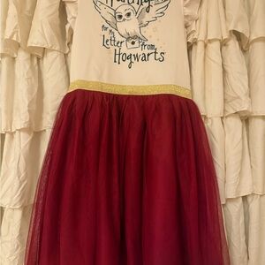 Kids Casual Dress with Owl Print - Red and Cream